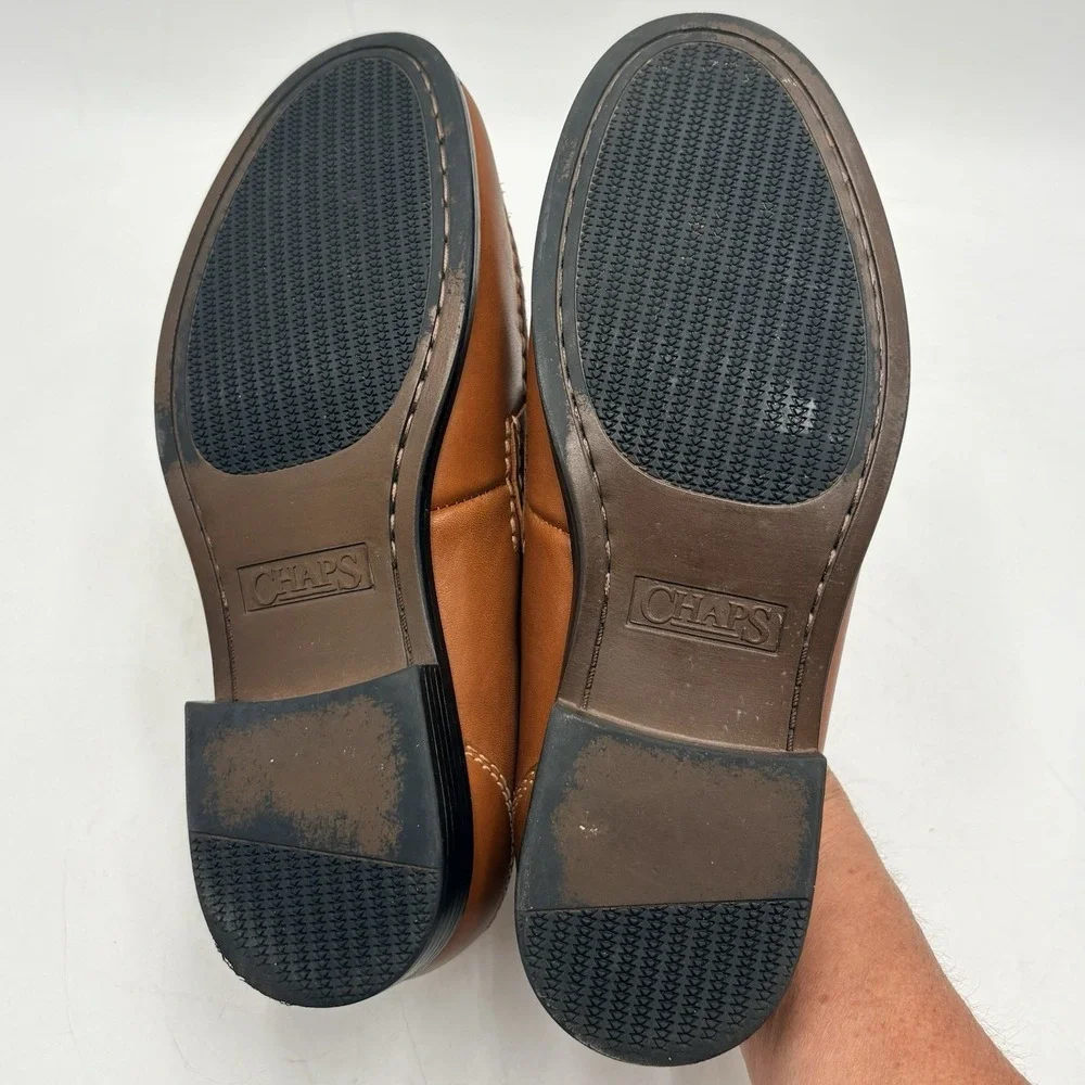 Chaps Ralph Lauren Mens 9.5 Leather Brown Tan Contributor Penny Loafer Slip-On